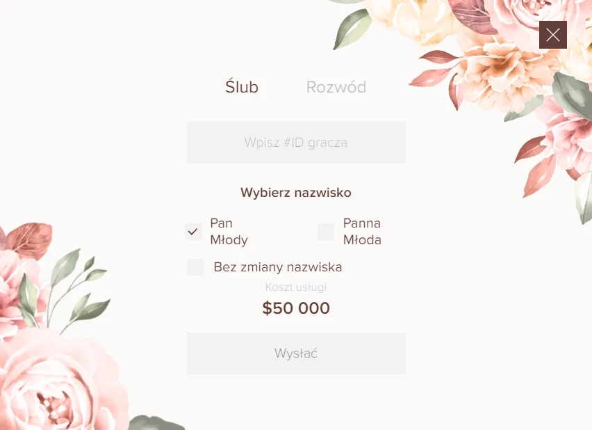   Menu zawarcia małżeństwa  