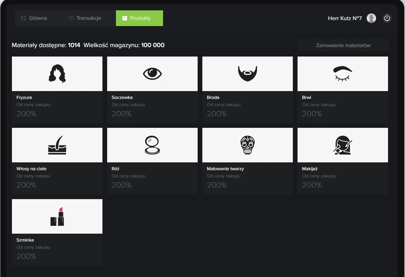   Sekcja "Produkty" w aplikacji "Mój Biznes"  