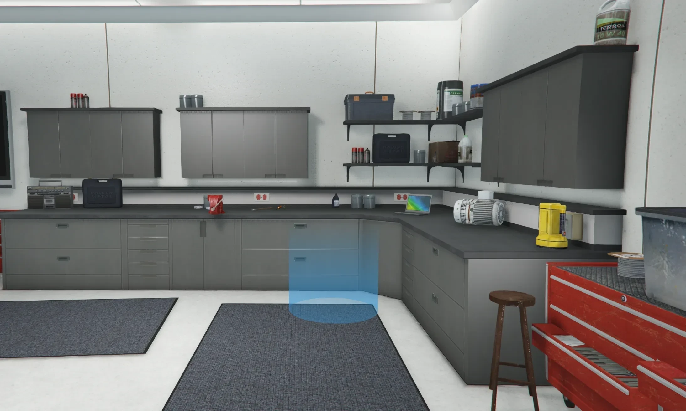   Znacznik craftingu w garażu domu  