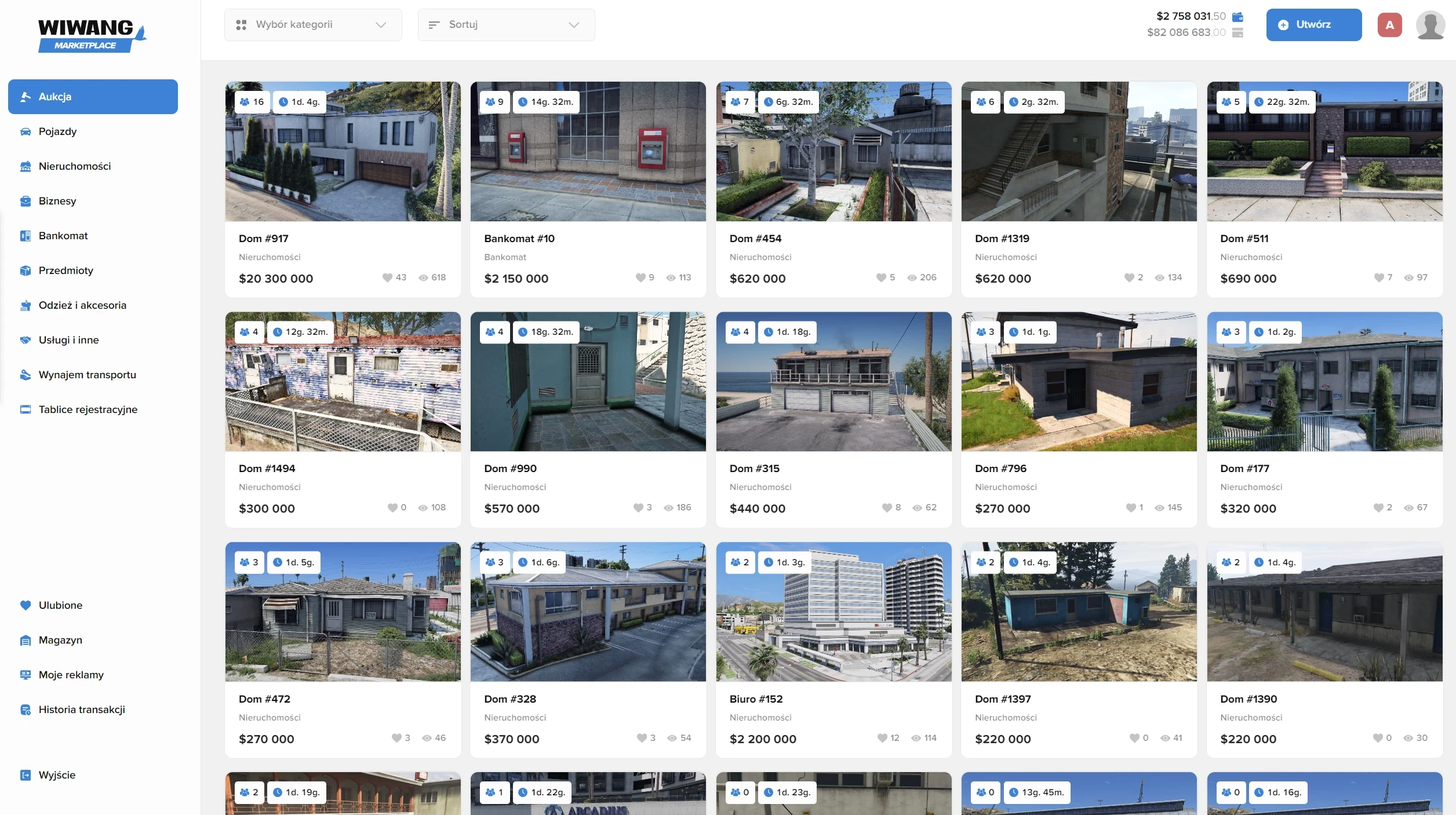   Wygląd rynku w tablecie  